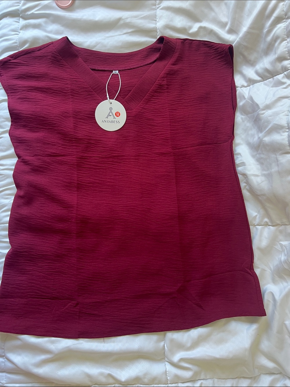 Anrabess Women's V-Neck Sleeveless Tank Top in Berry